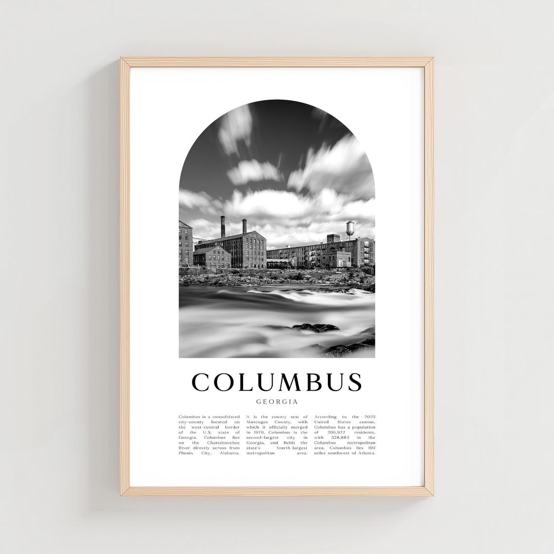 Columbus Georgia Historic River Mills Black and White Photo Poster
