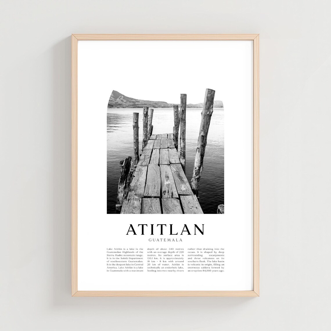 Atitlan Travel Poster Print Wall Art Guatemala City Gift Decor Ce22m