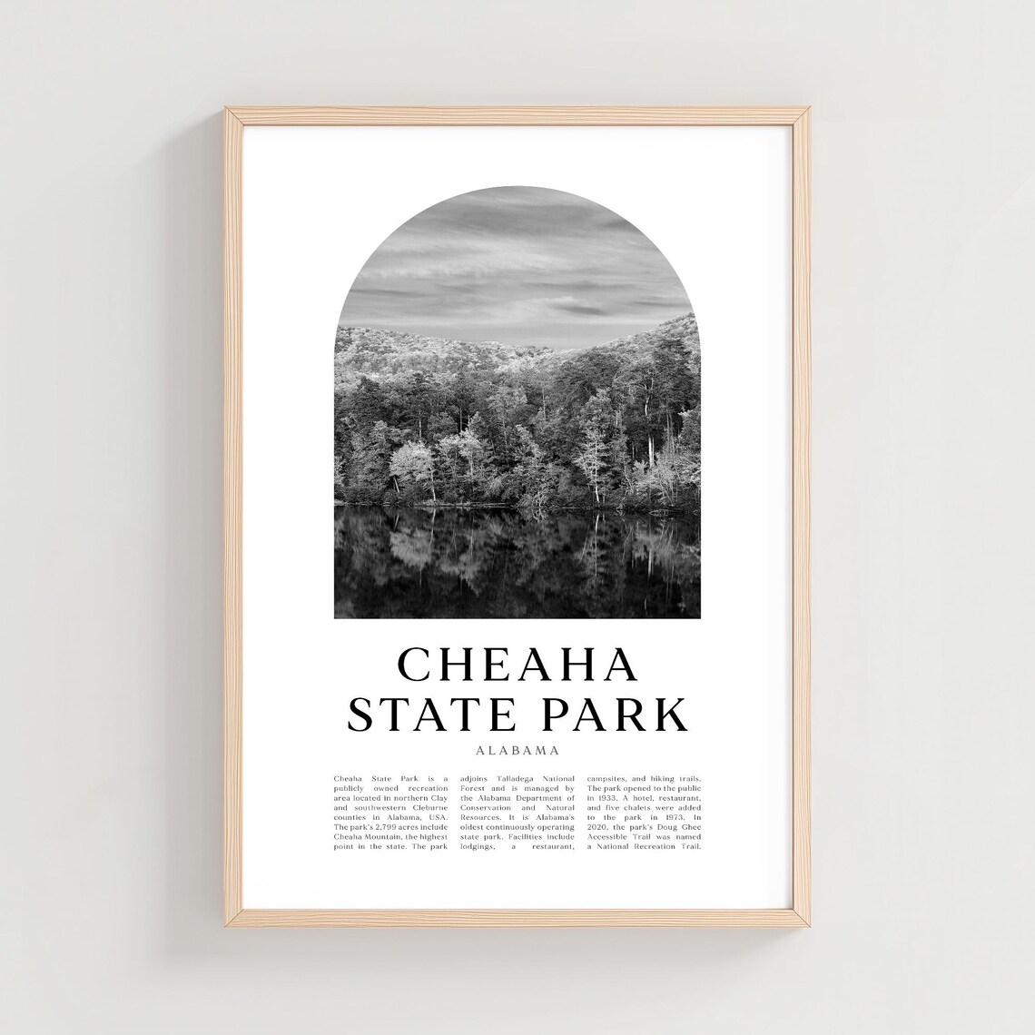 Cheaha State Park Alabama Lake Arch Vintage Nature Photo Poster