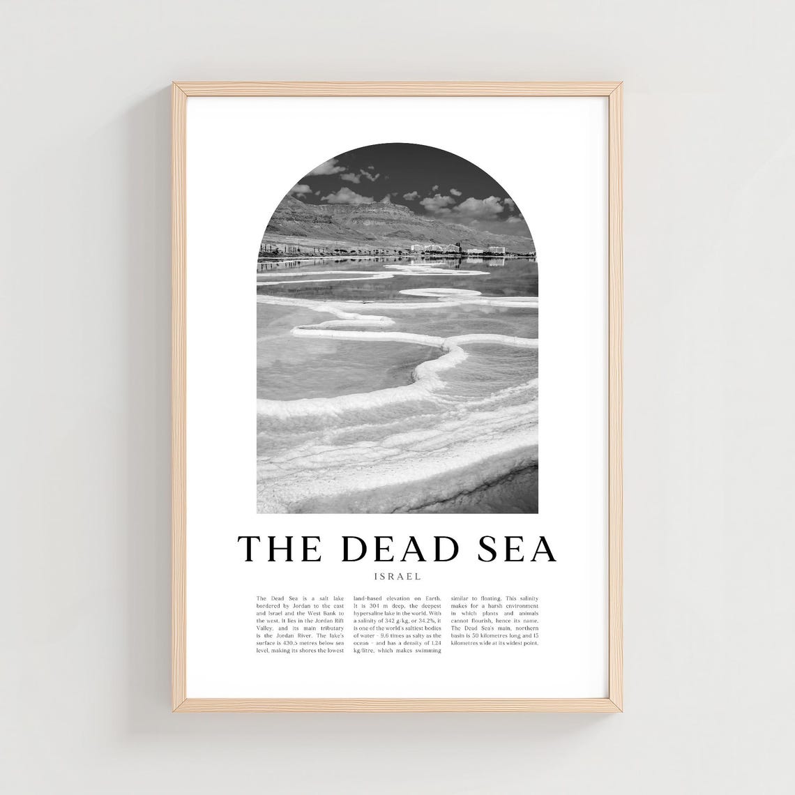 The Dead Sea Israel Salt Formations Black and White Minimalist Poster