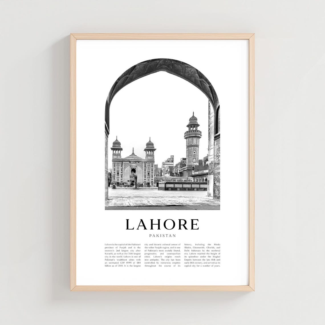 Lahore Pakistan Badshahi Mosque Archway Black White Art Print