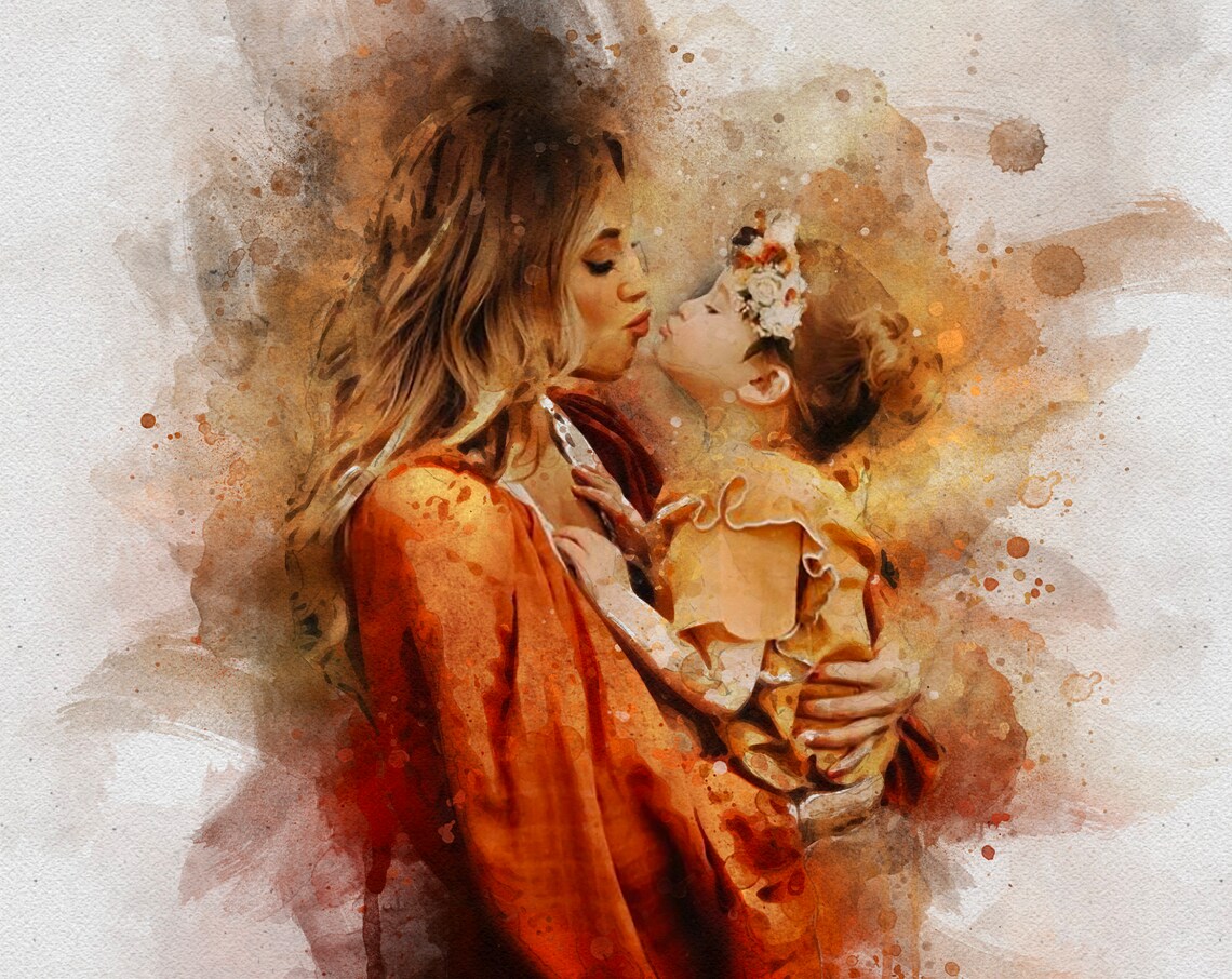 Custom Watercolor Portrait Art Print for Mom, Mothers Day - Image 4