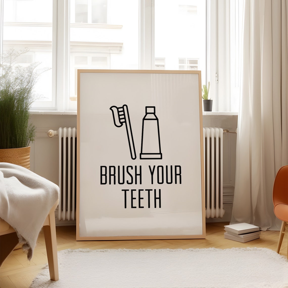Brush Your Teeth Minimalist Bathroom Routine Reminder Poster - Image 3