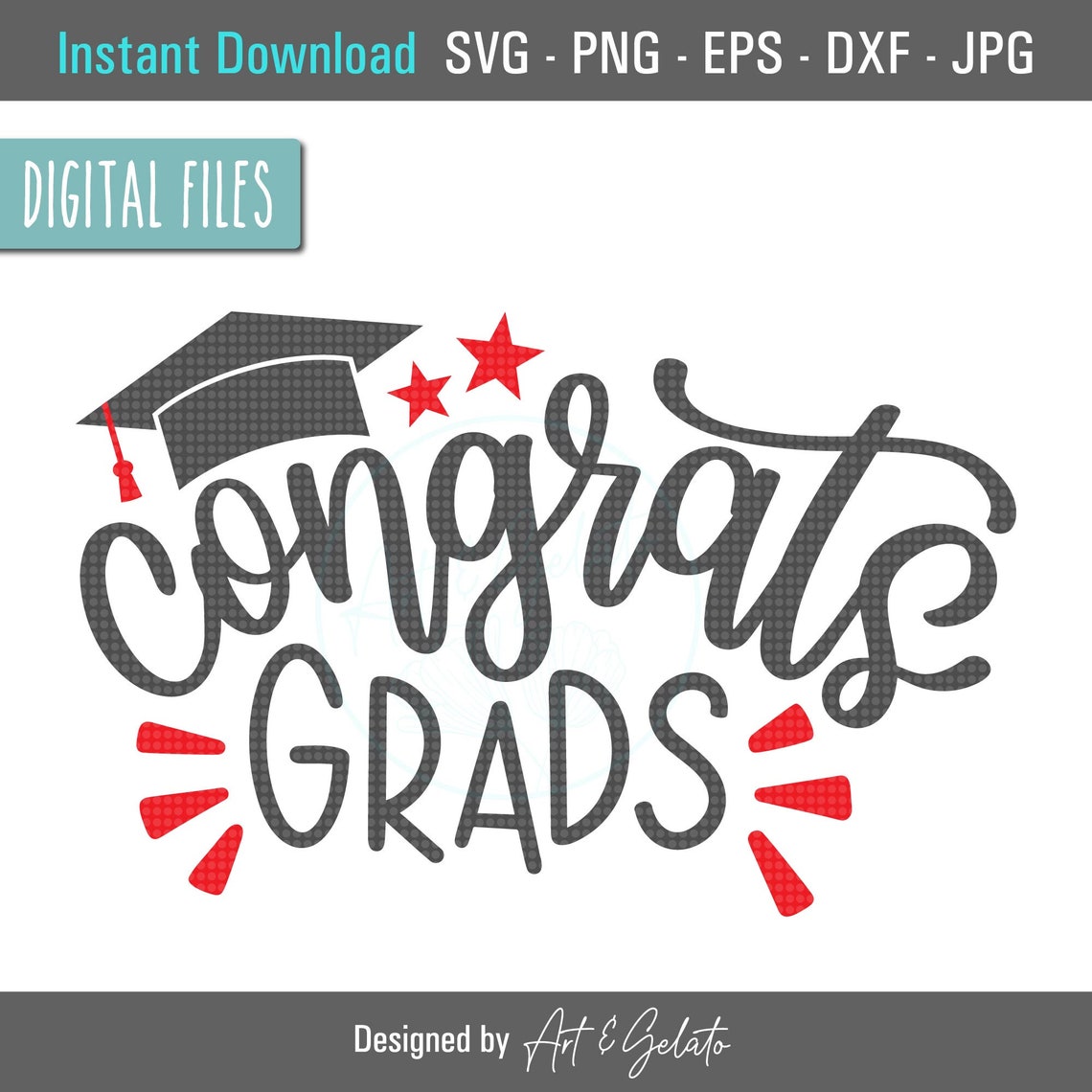 Congrats Grads Graduation Cap Star Celebration Party Decor Poster