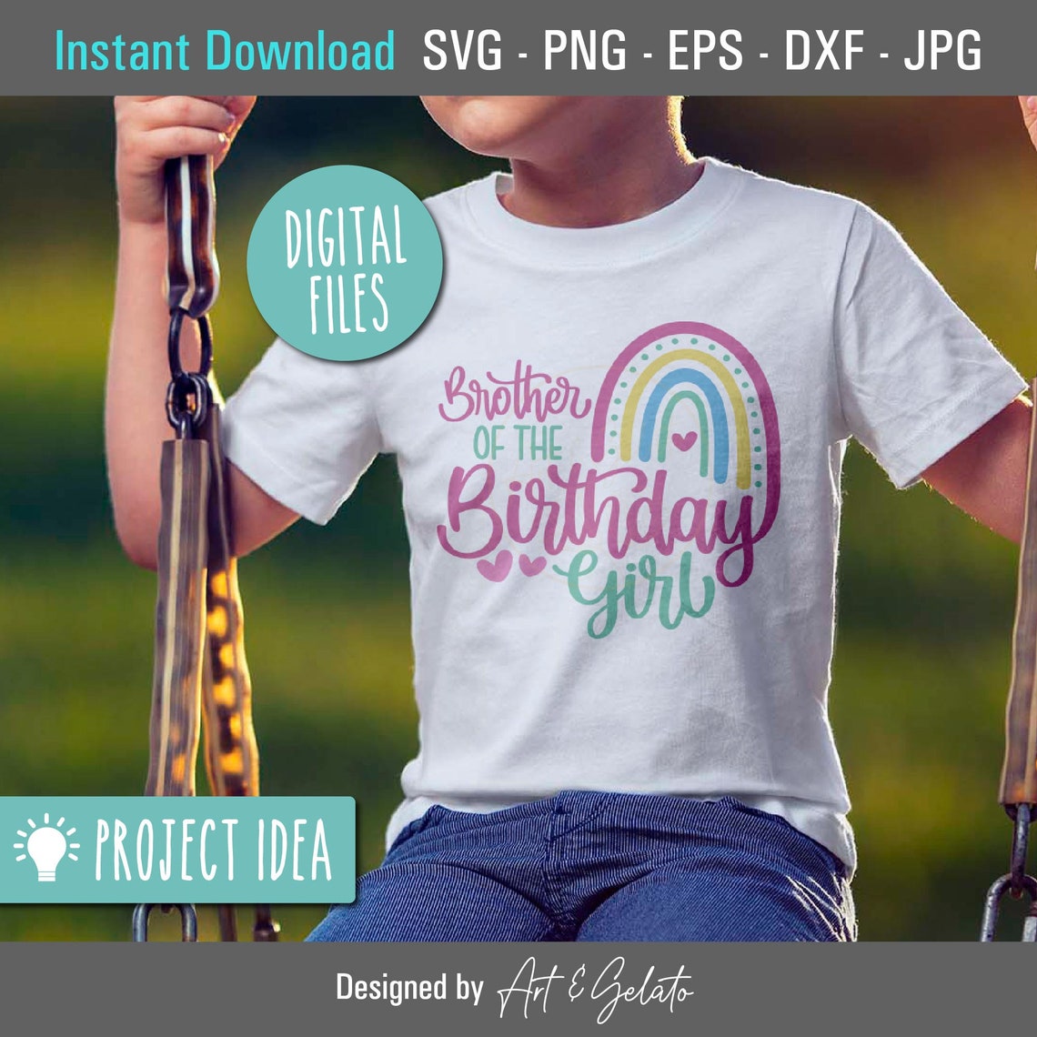 Brother Of The Birthday Girl Svg Birthday Rainbow Svg Brother Birthday Shirt Happy Birthday Svg Girl Birthday Party Rainbow Boho - Image 3