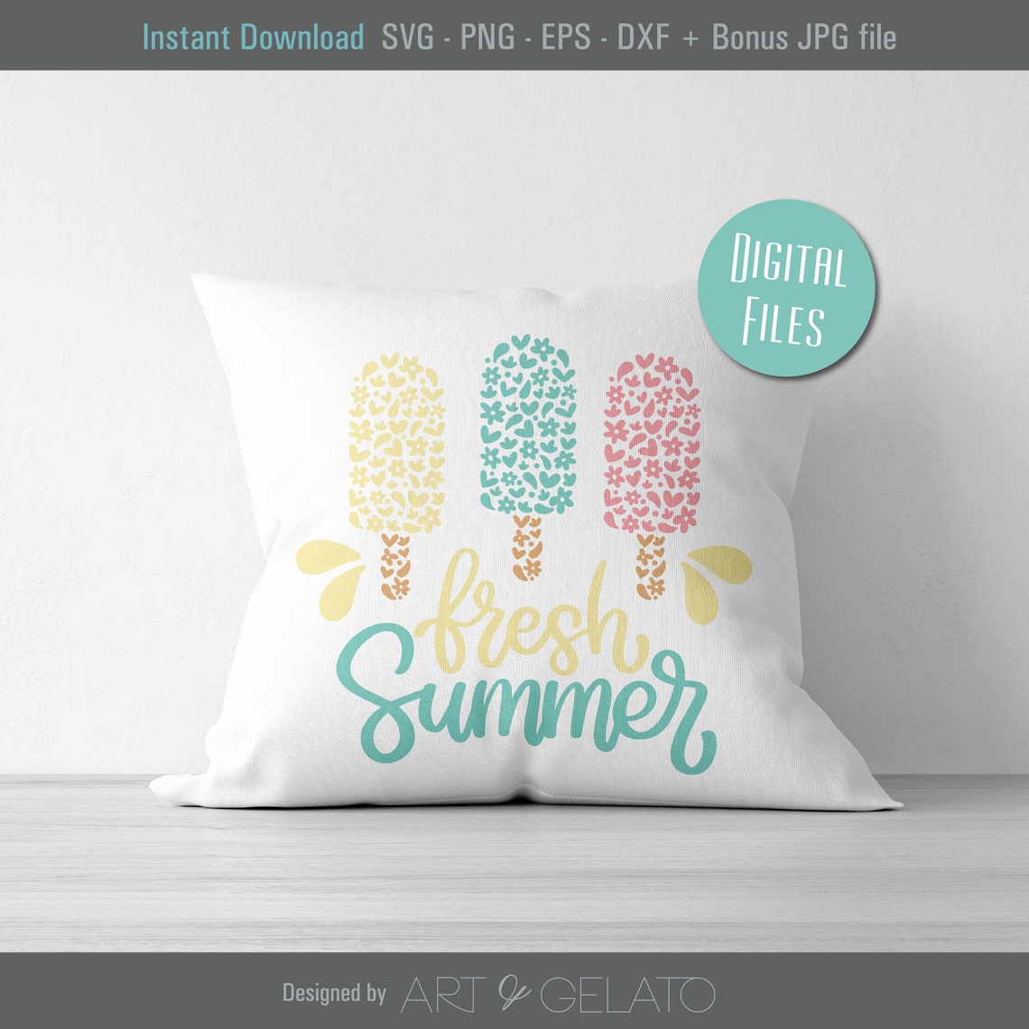 Fresh Summer Floral Popsicles Design Instant Download Wall Art - Image 3