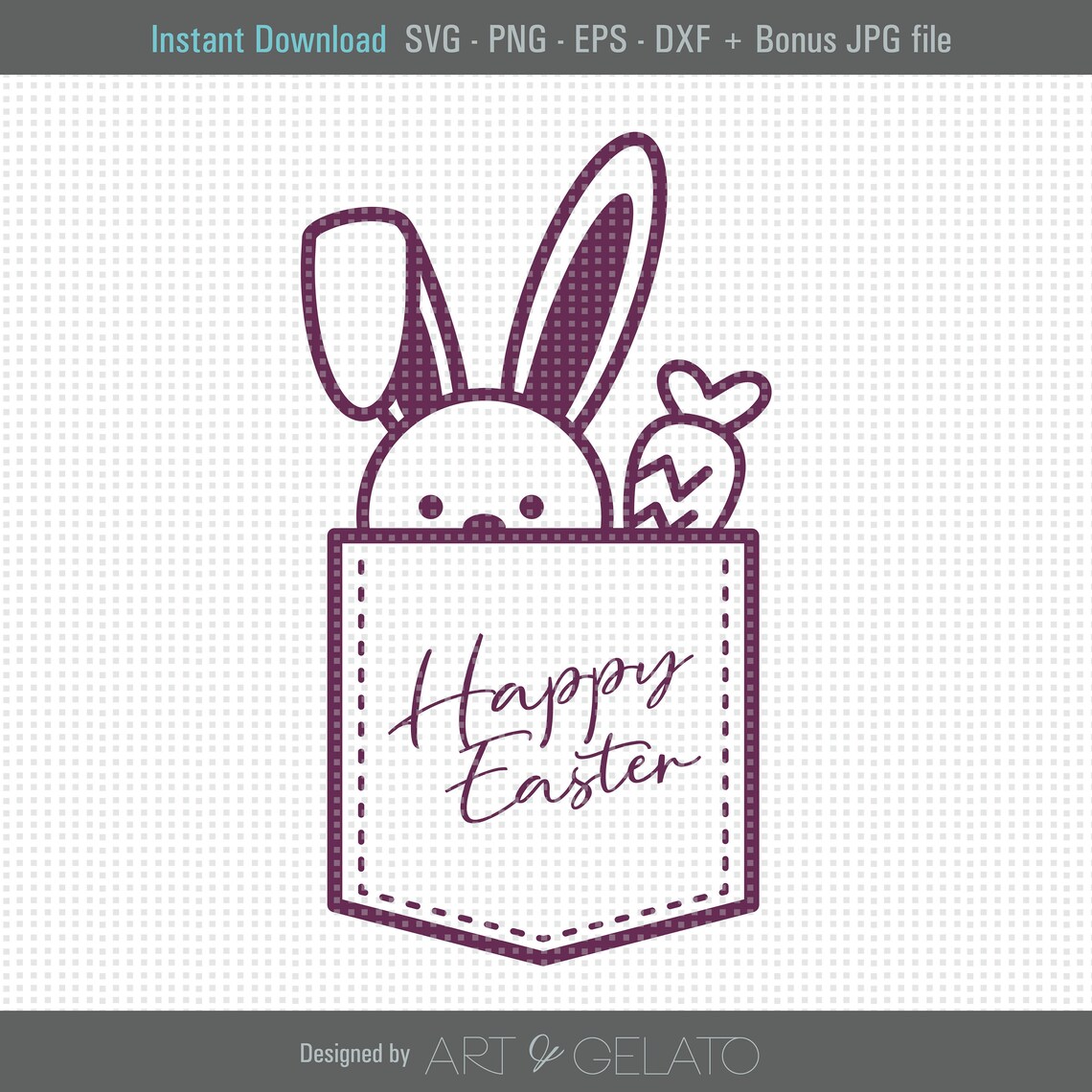 Happy Easter Bunny With Carrot, Easter Wall Art Print
