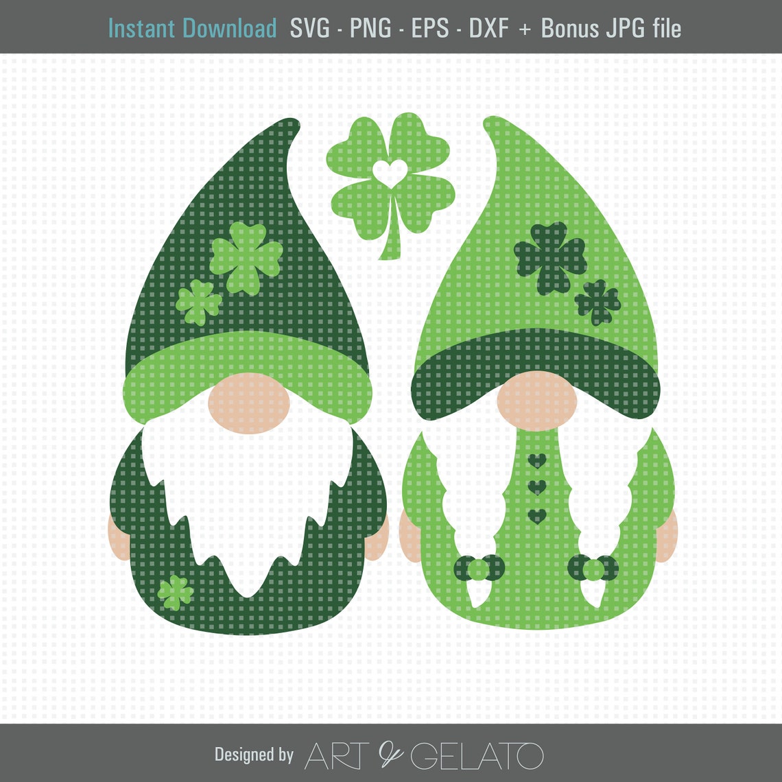 Saint Patrick's Day Shamrock Gnomes Green Digital Design Poster