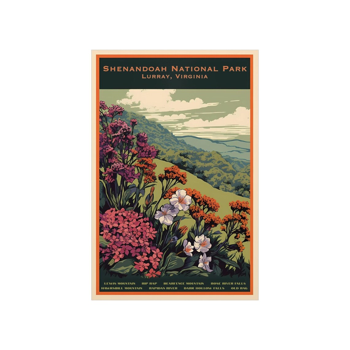 Shenandoah National Park Wildflower Mountain View Art Poster