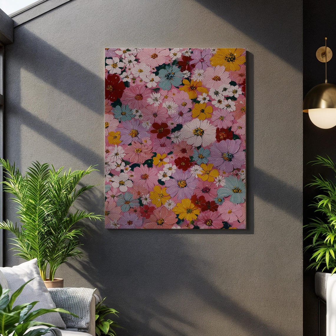 Colorful Wildflower Field Textured Vibrant Bloom Meadow Art Poster