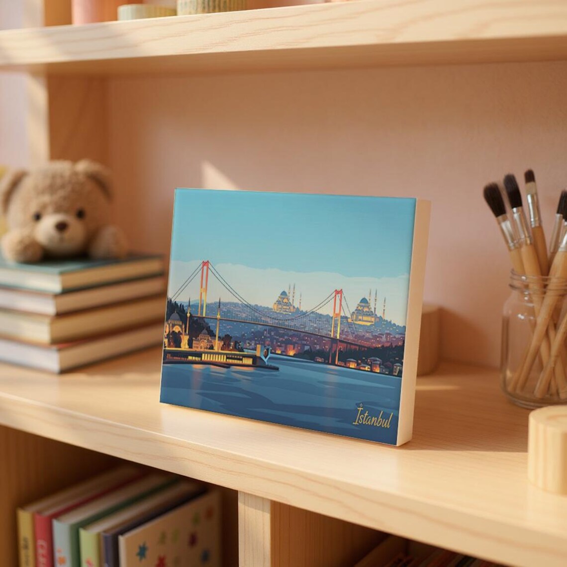 Istanbul Bosphorus Bridge Mosque Skyline Turkey Travel Art Poster