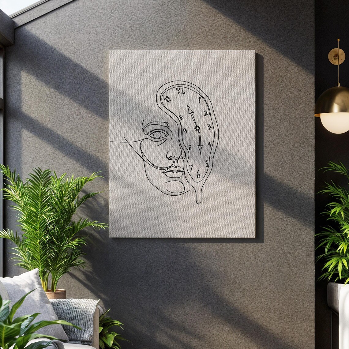 Minimalist Dali-Inspired Clock Face Art Print