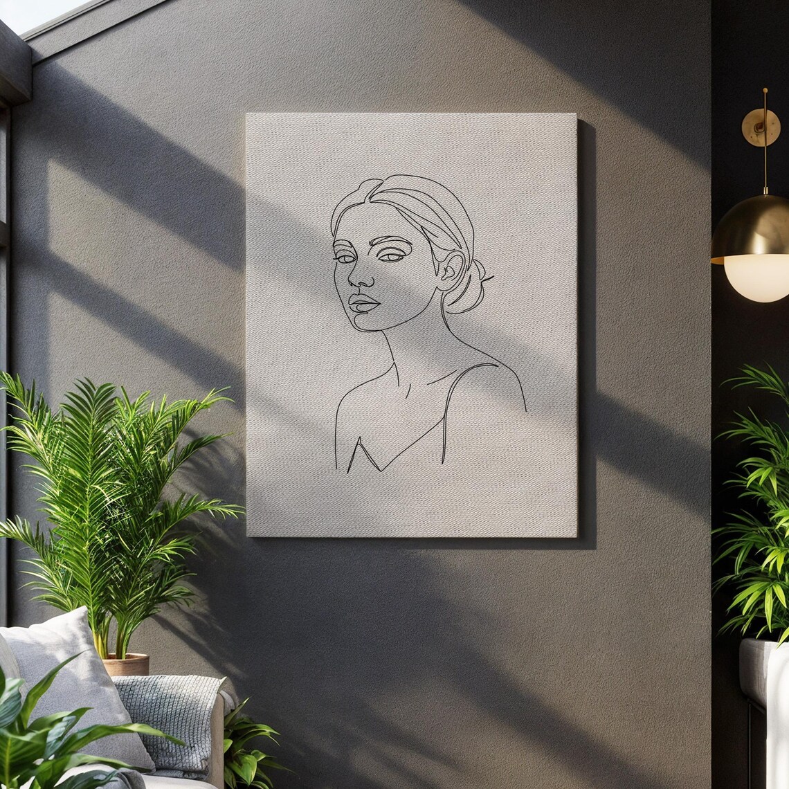 Minimalist Female Portrait Simple Line Outline Framed Modern Display Expressive Figure Decor Scandinavian Home Gift Soft Beauty Note