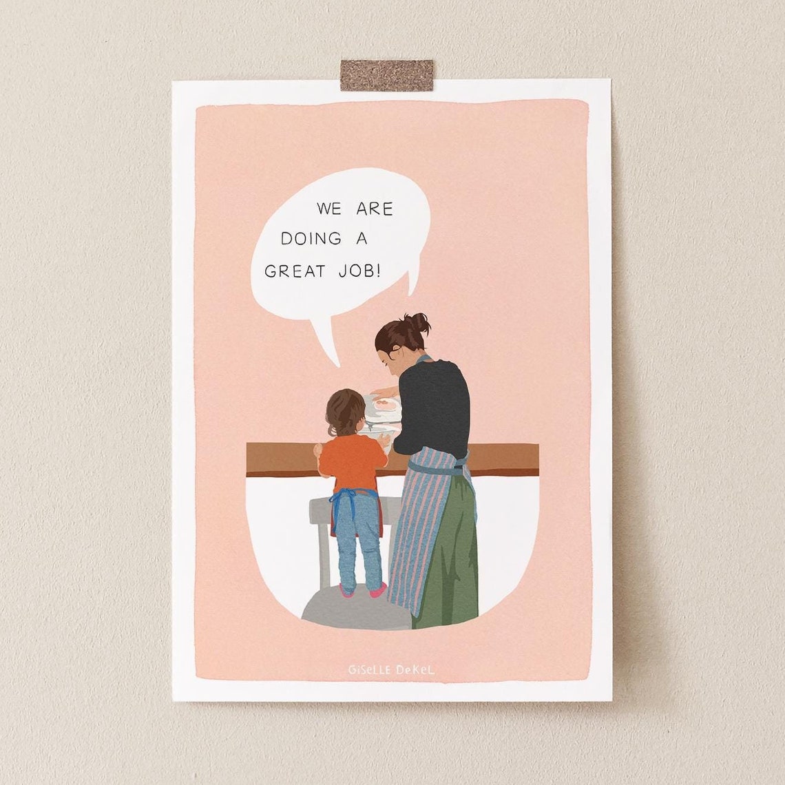 Baking Together Mother And Daughter Art Print Motherhood Illustration Art Gift For New Mom Mothers Day Gift Mother Daughter Print