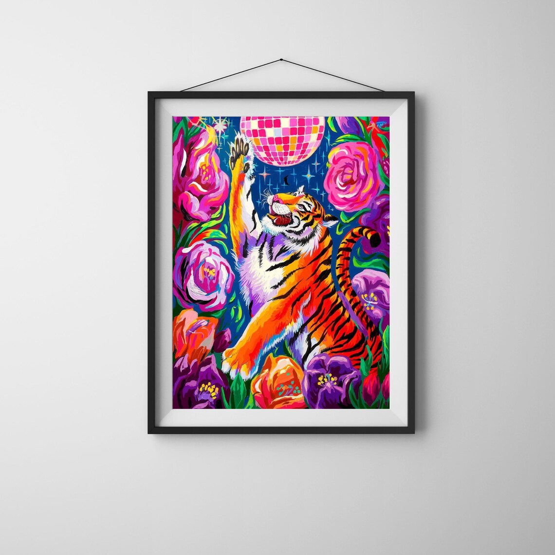 Colorful Tiger Poster, Funky Jungle Boho Decor