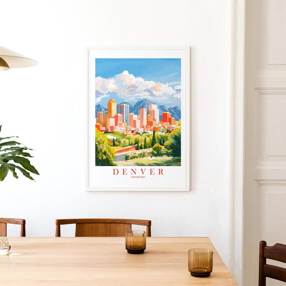 Denver Colorado Skyline Rocky Mountain Front Range Travel Poster