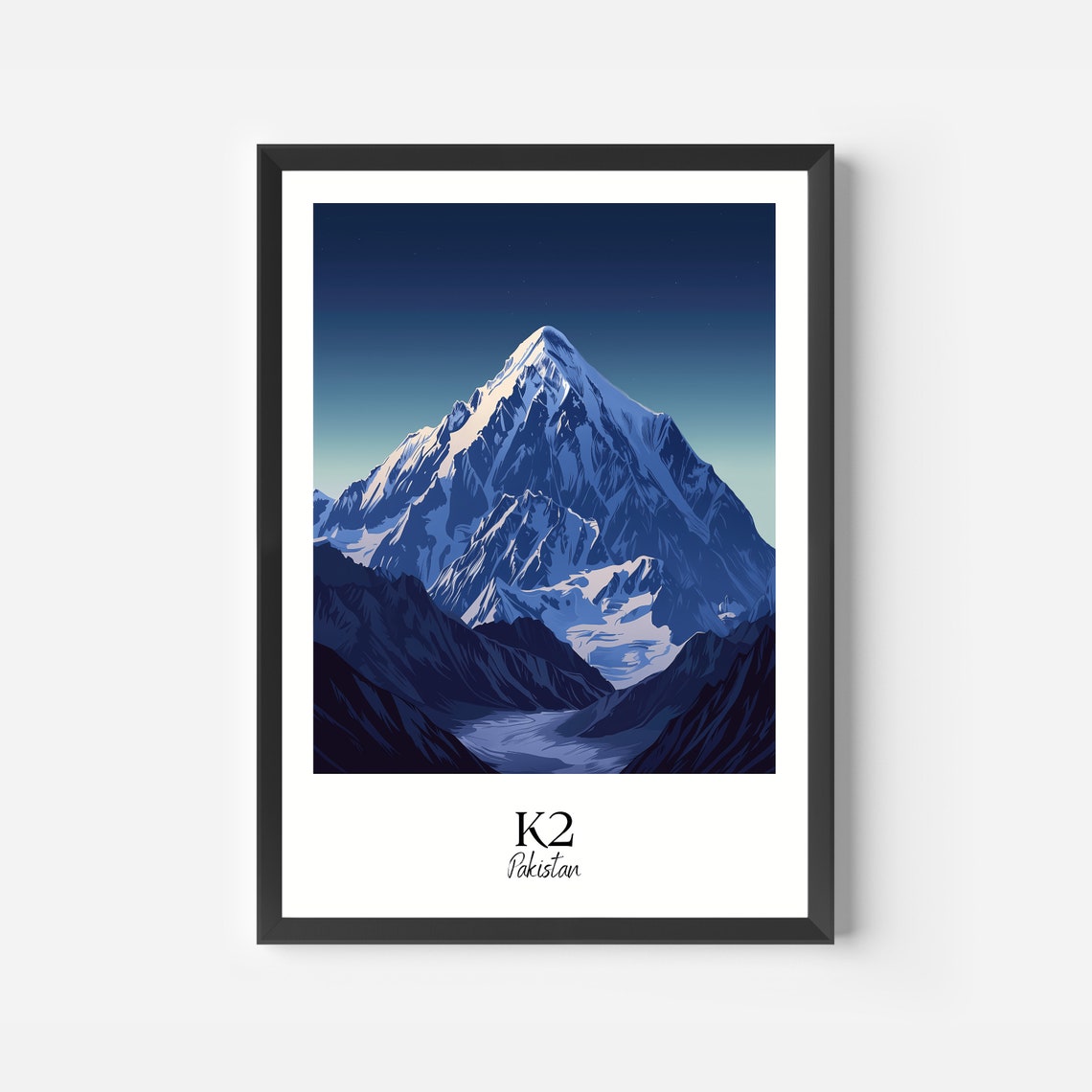 K2 Pakistan Snowy Peak Night Sky Vintage Style Travel Poster - Image 2
