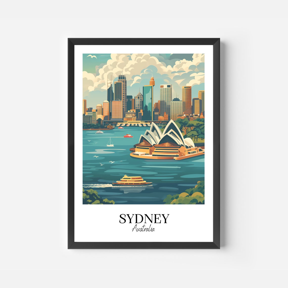 Sydney Australia Opera House Harbour Skyline City View Poster - Image 2