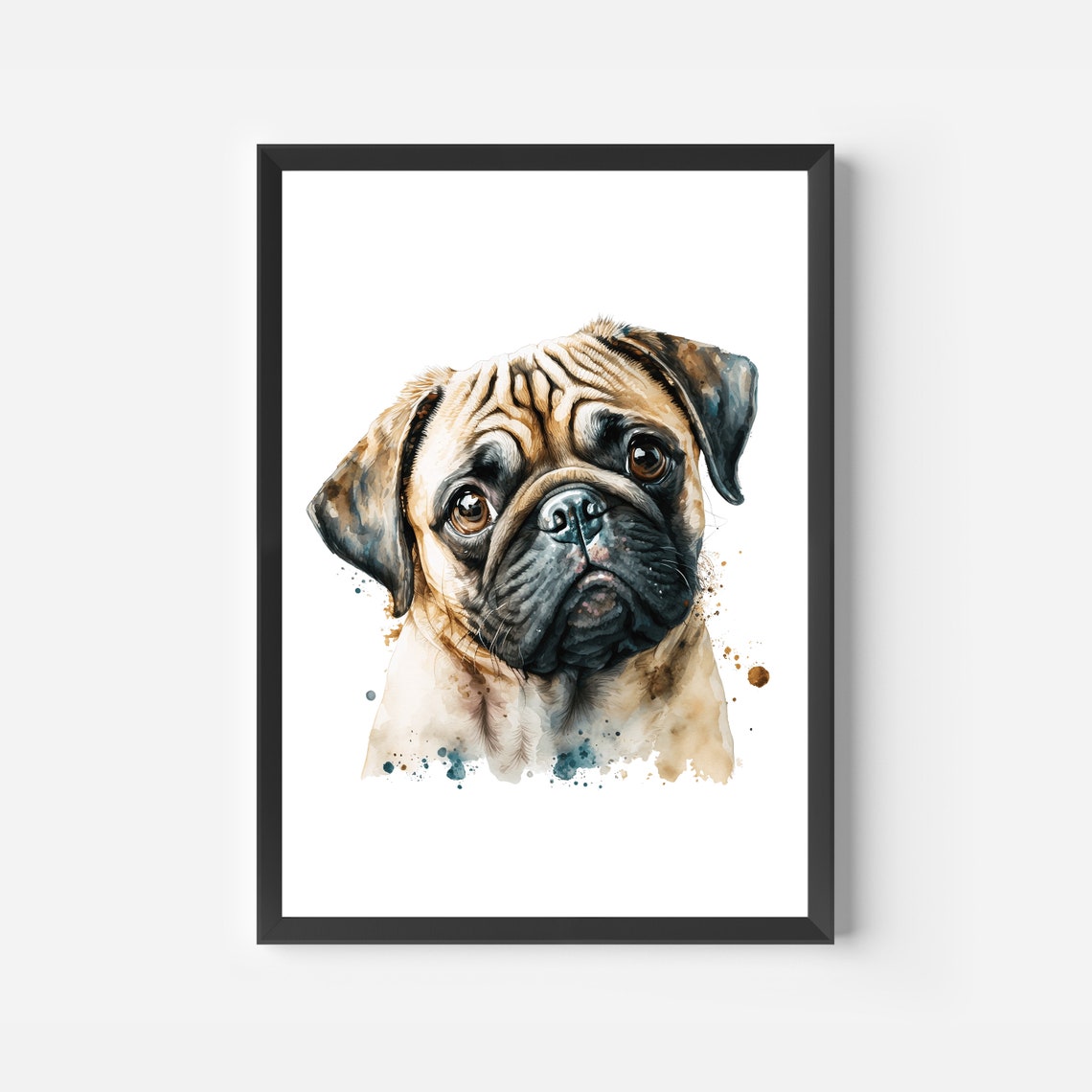 Pug Dog Animal Print Watercolor Pet Decor Dog Portrait Print Dog Wall Art Animal Watercolor Poster - Image 2