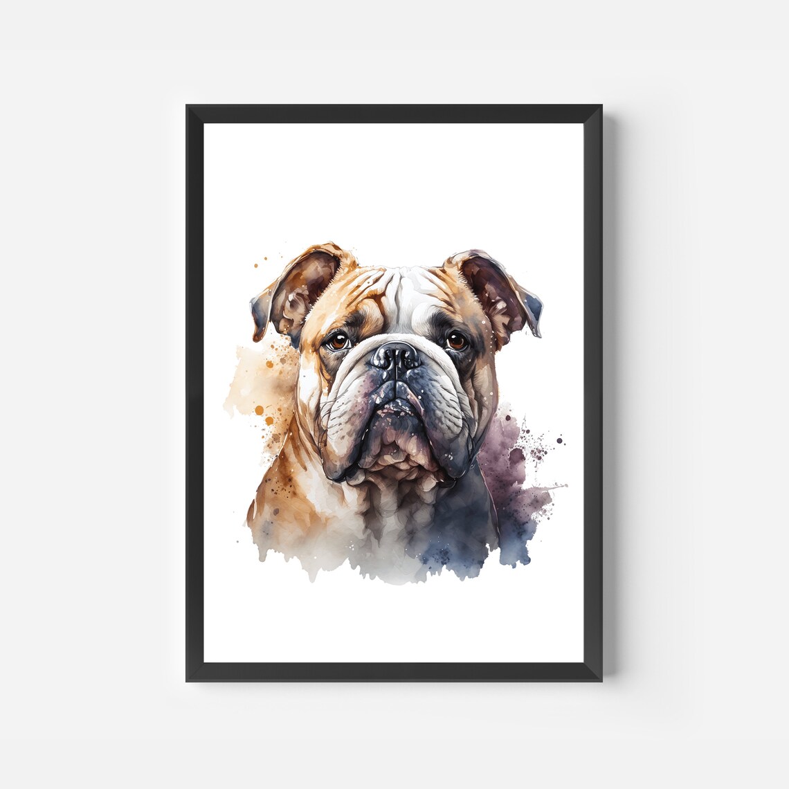 English Bulldog Watercolor Dog Portrait Cute Pet Face Art Print - Image 2