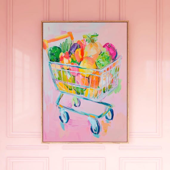 Vegetable Cart Wall Art Print Colourful Fresh Food Poster Casual Healthy Kitchen Decor Bon Apptit Collection
