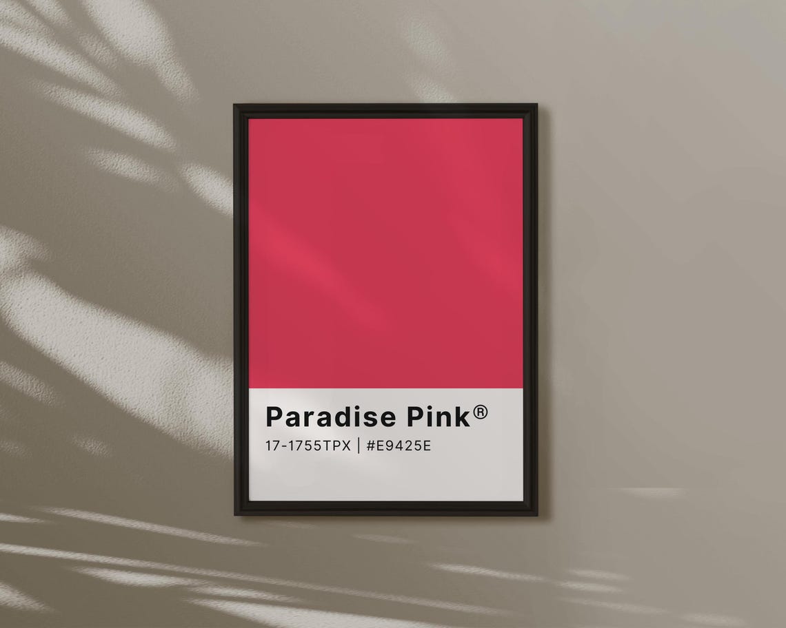 Paradise Pink Bold Red Colour Swatch Card Modern Gallery Poster