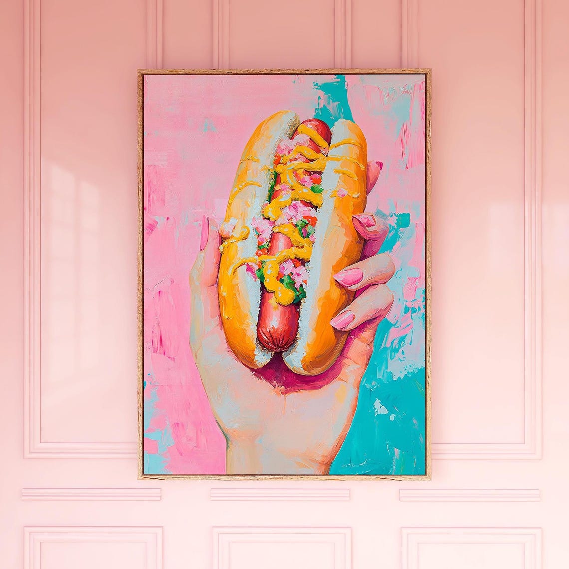 Gourmet Loaded Hot Dog Hand Held Pop Art Food Kitchen Poster