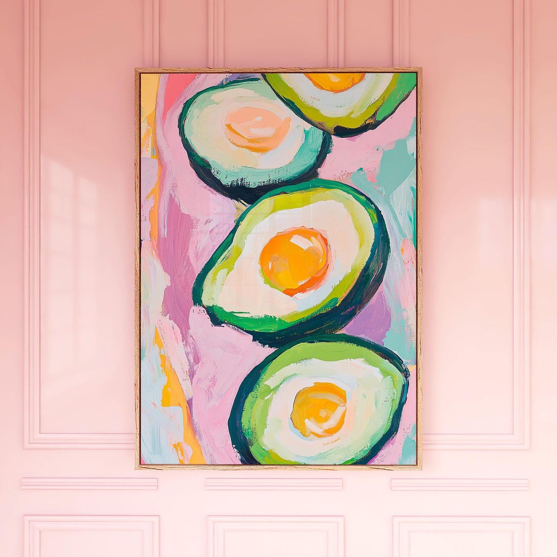 Avocado Halves Poster Vibrant Kitchen Wall Art