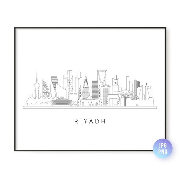 Riyadh Skyline Print Saudi Arabia City Line Art Instant Wall Jpg Png