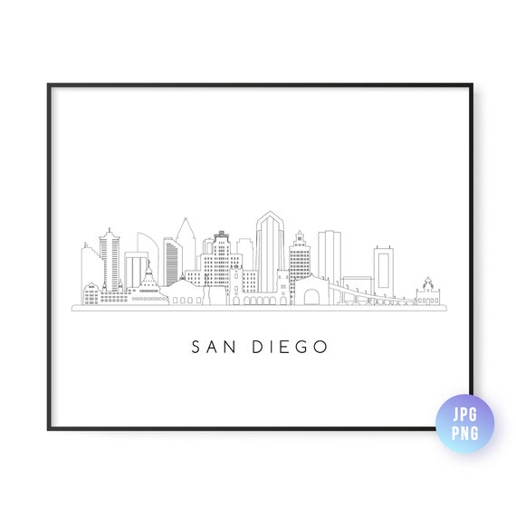San Diego Skyline Line Art Travel Poster