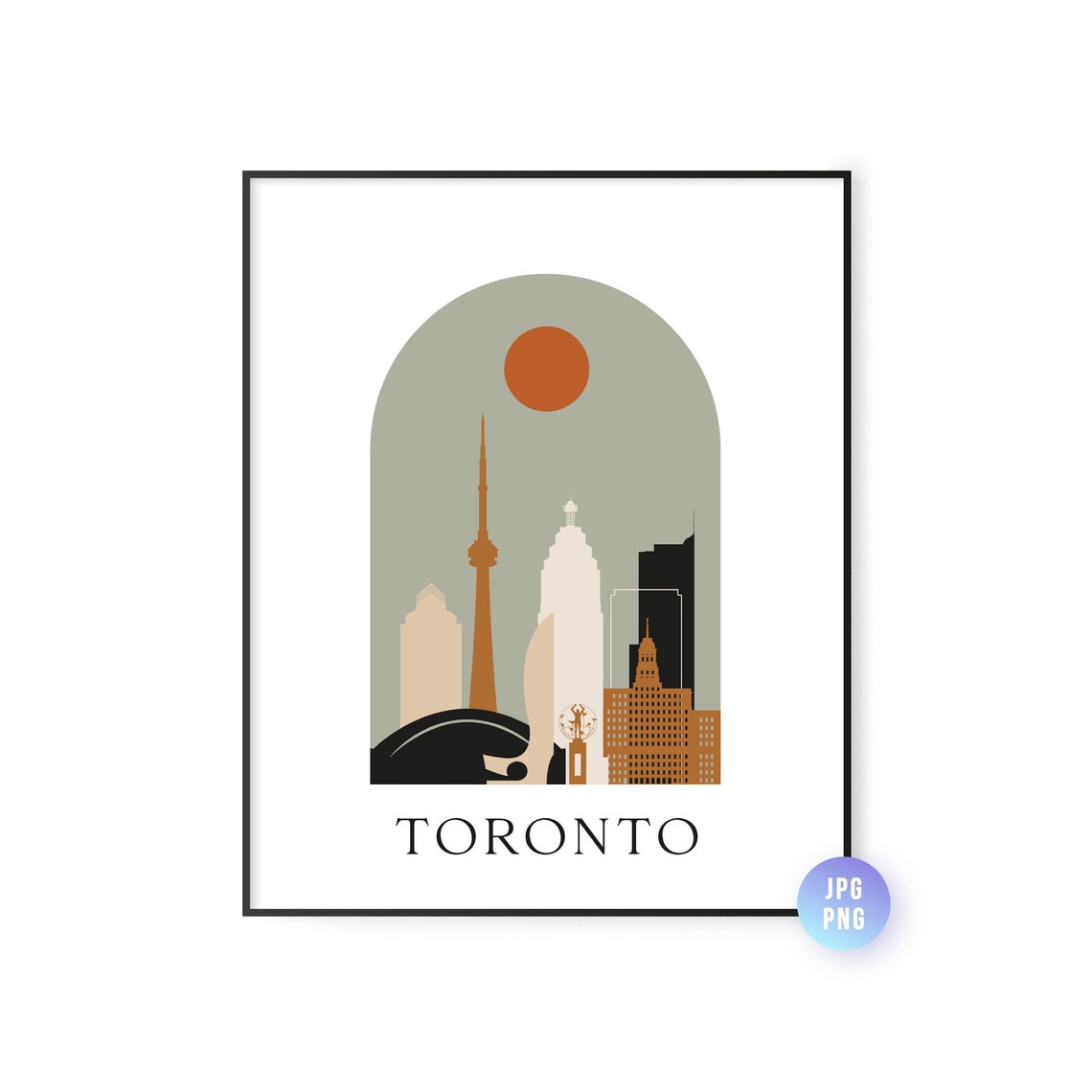 Toronto City Skyline Boho Sun Arch Mid Century Minimalist Poster