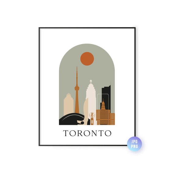 Toronto Skyline Bohemian Print Boho Sun City Arc Mid Century Modern Decor Home Instant Jpg Png