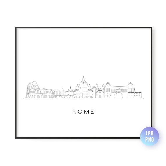 Rome Skyline Print Italy City Line Art Instant Wall Jpg Png