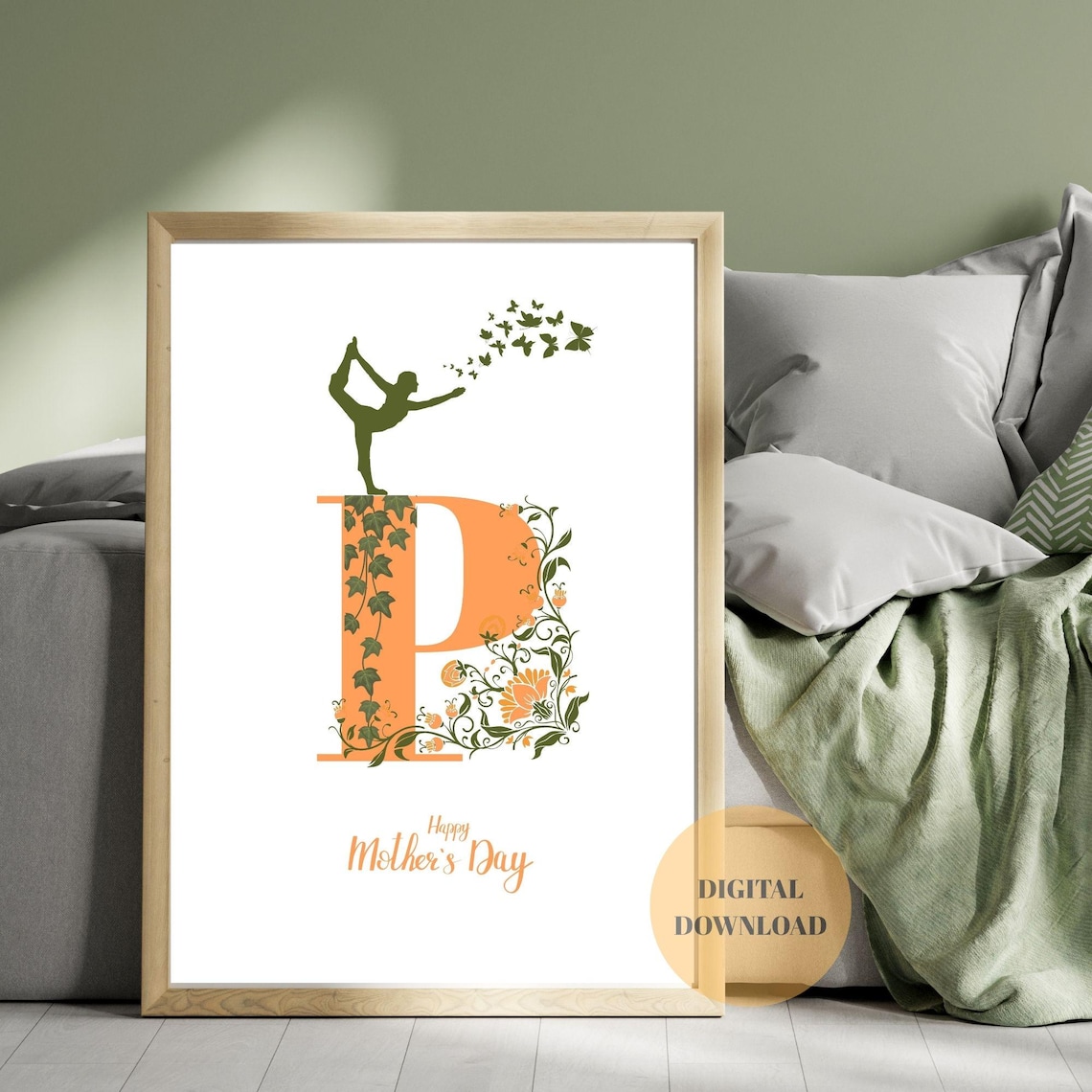 Mothers Day Gift For Yogi Letter P Monogram