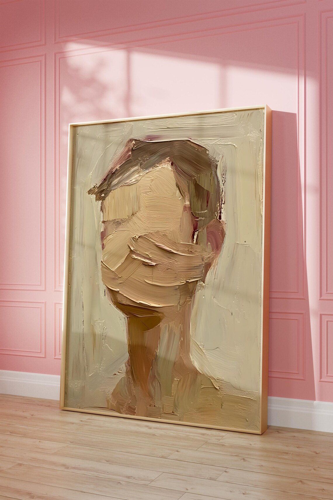 Faceless Man Abstract Oil Portrait Beige Neutral Tones Art Poster
