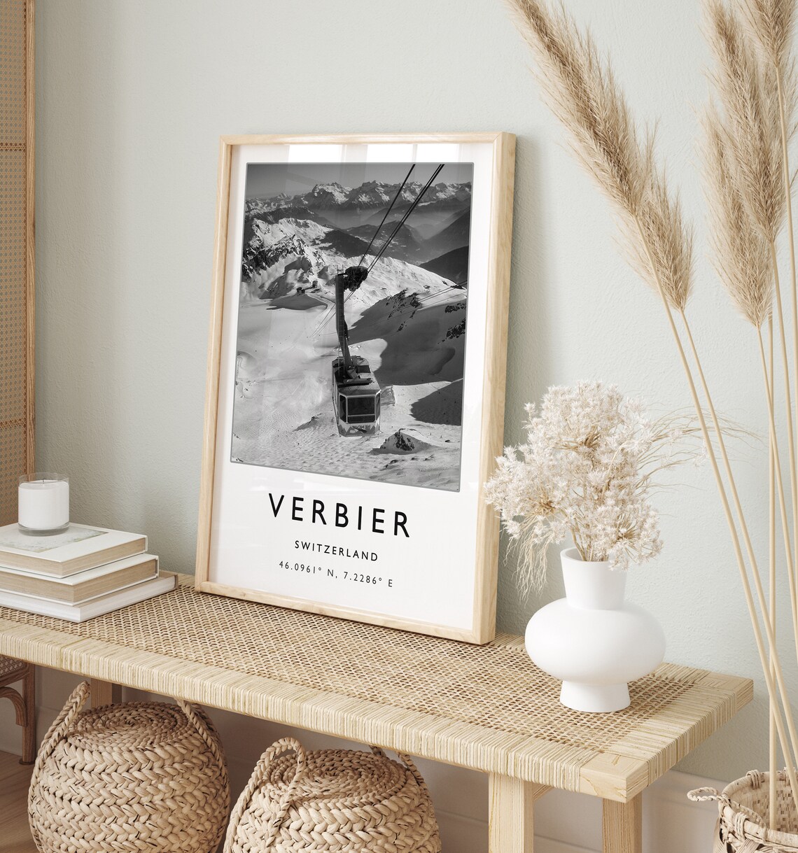 Skiing Travel Poster Verbier Switzerland Ski Print Switzerland Travel Print Skiing Art Skiing Print Winter Sport Art Ski Gift - Image 2