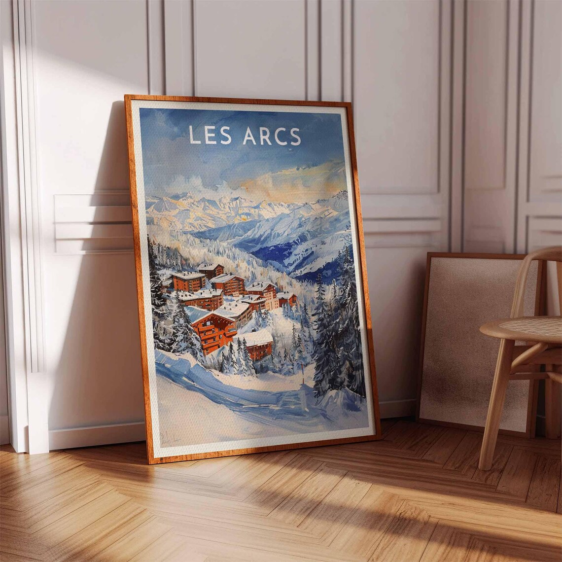 Les Arcs France Red Chalets Snowy Valley Pines Ski Travel Poster - Image 3