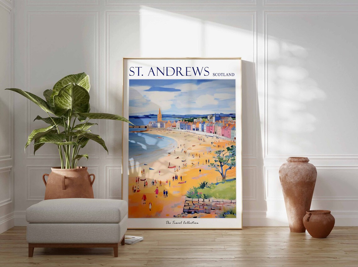St. Andrews Scotland Beach Colorful Houses Seaside Travel Poster - Image 3
