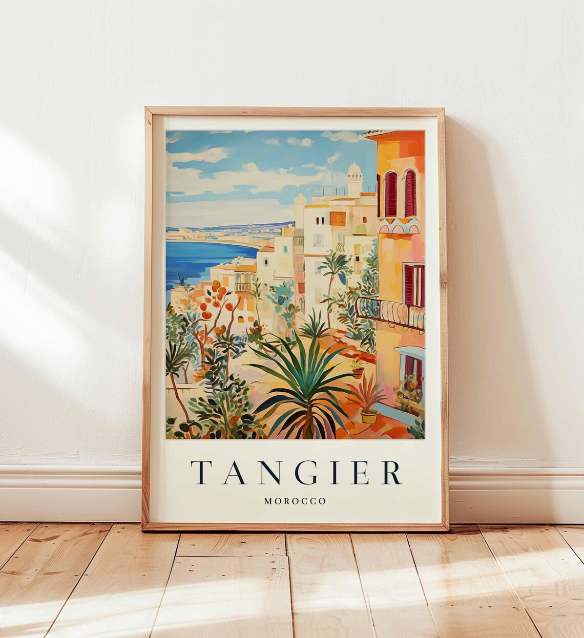 Tangier Morocco Sunlit Old Town Gardens Coastal Travel Poster