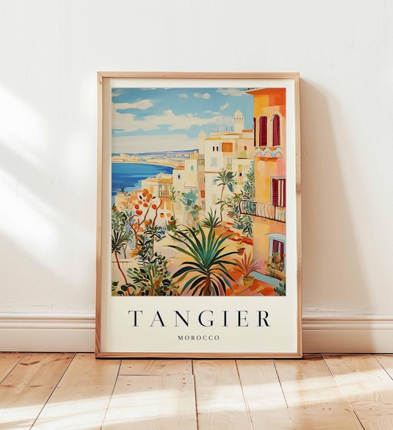 Tangier Morocco Sunlit Old Town Gardens Coastal Travel Poster