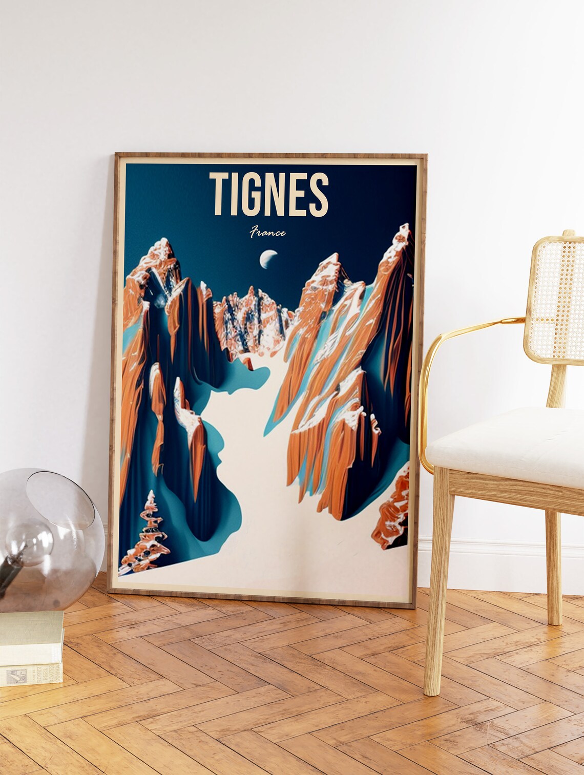 Tignes France Bold Alpine Ski Peaks Retro Mountain Travel Poster - Image 2