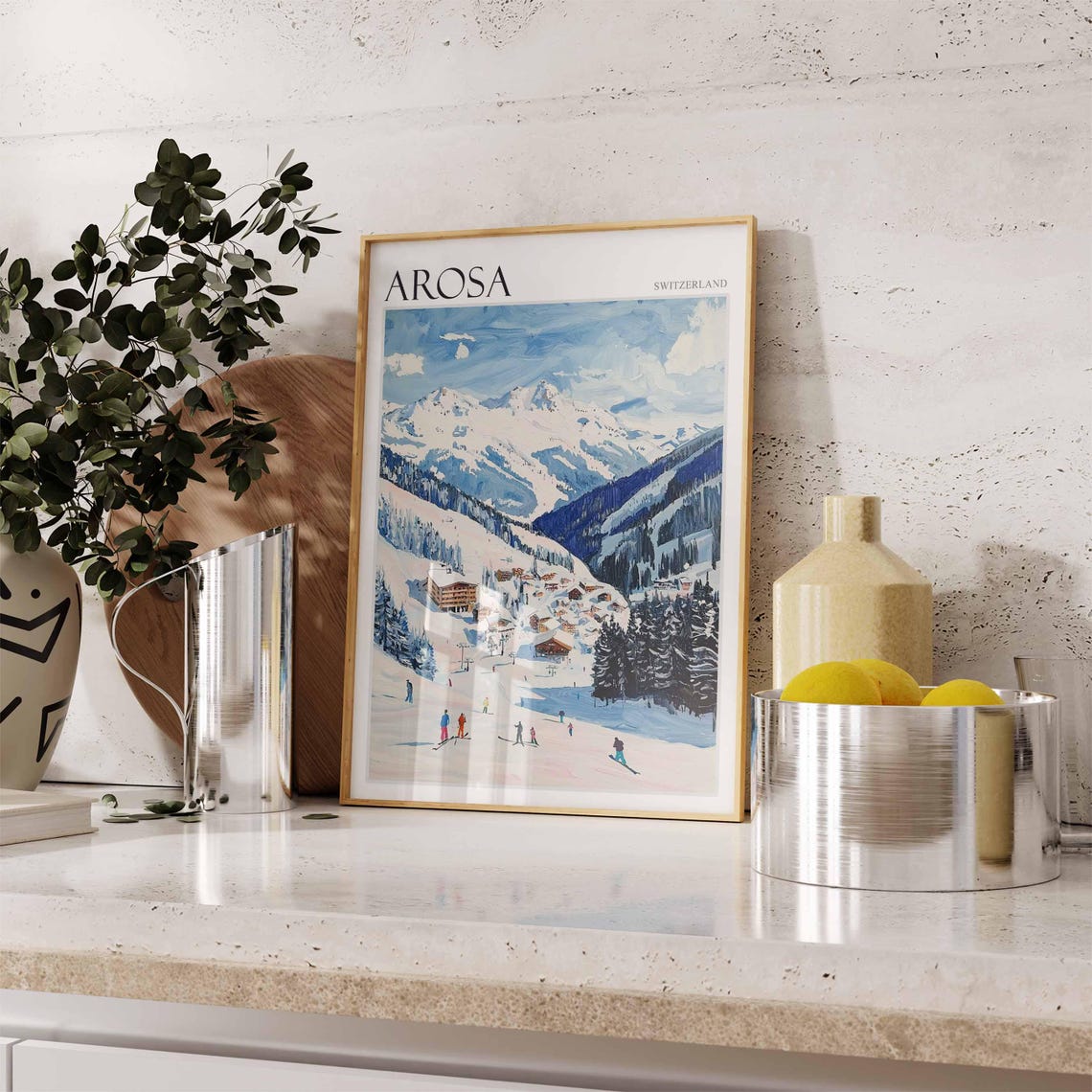 Skiing Travel Poster Arosa Poster Arosa Print Arosa Ski Print Skiing Art Mountain Decor Arosa Travel Print Winter Ski Art Arosa Art - Image 2
