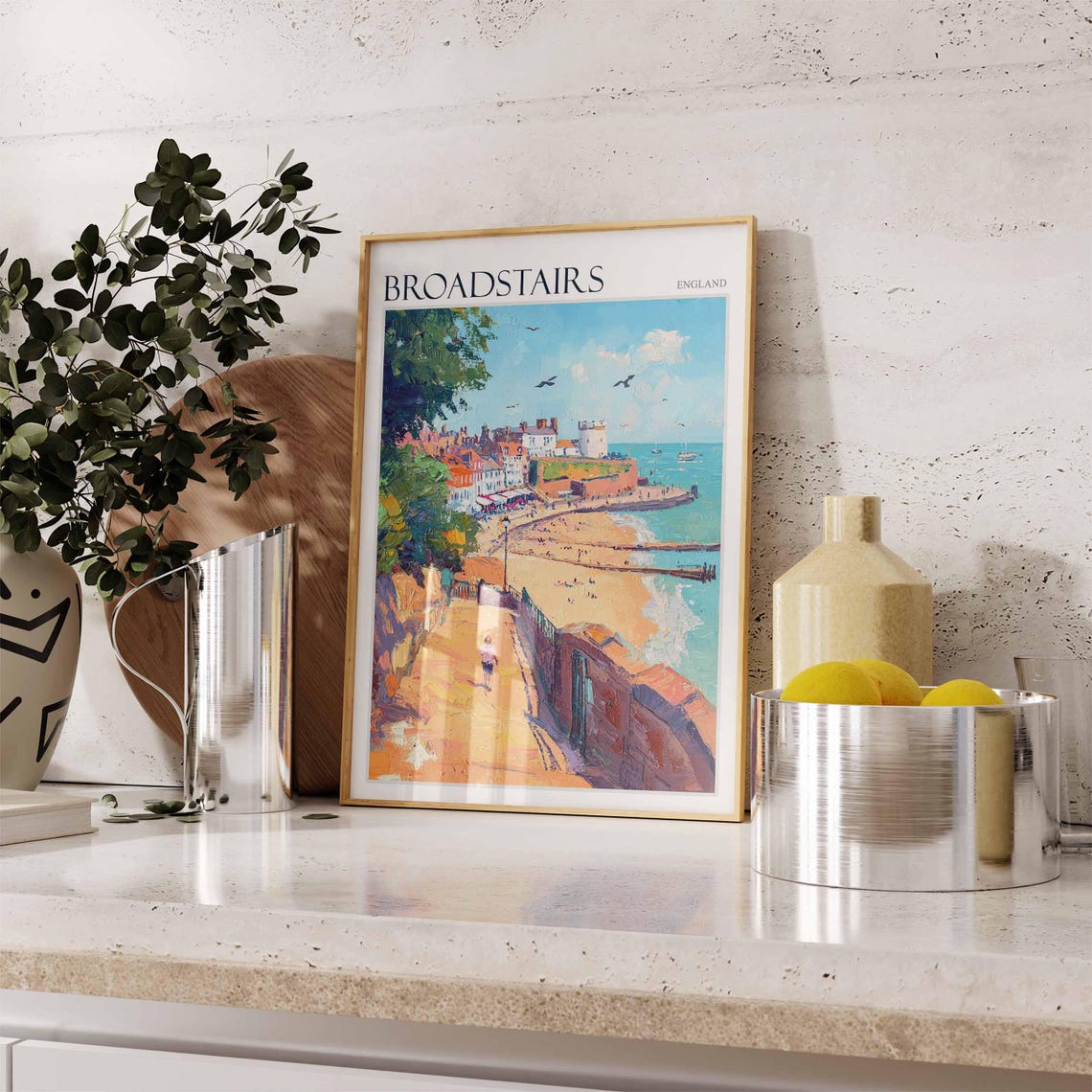 Broadstairs Kent Impasto Bay View Golden Path to the Beach Poster - Image 2
