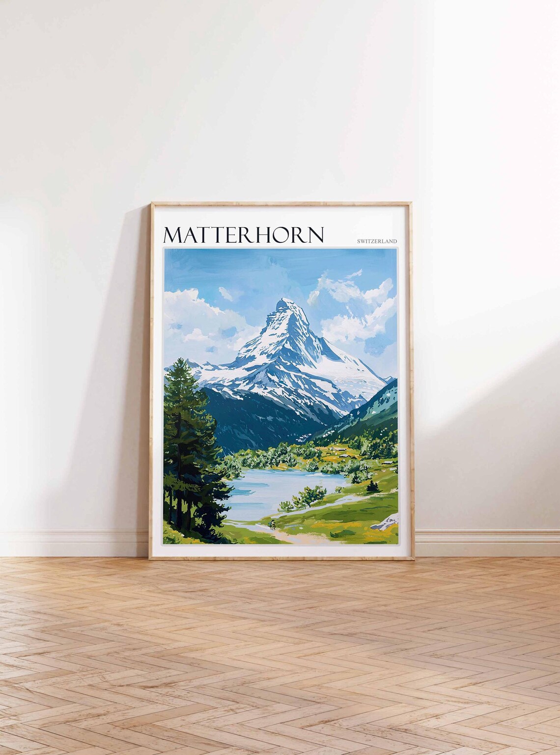 Matterhorn Switzerland Green Valley Lake Forest Meadow Art Poster - Image 4