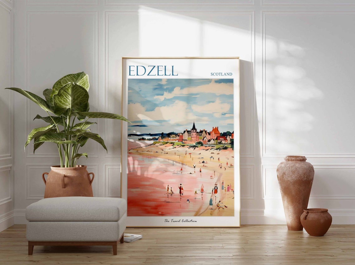 Edzell Poster Edzell Travel Print Scotland Travel Poster Scottish Decor Tropical Decor Sea Print Edzell Gift Edzell Travel Poster - Image 3