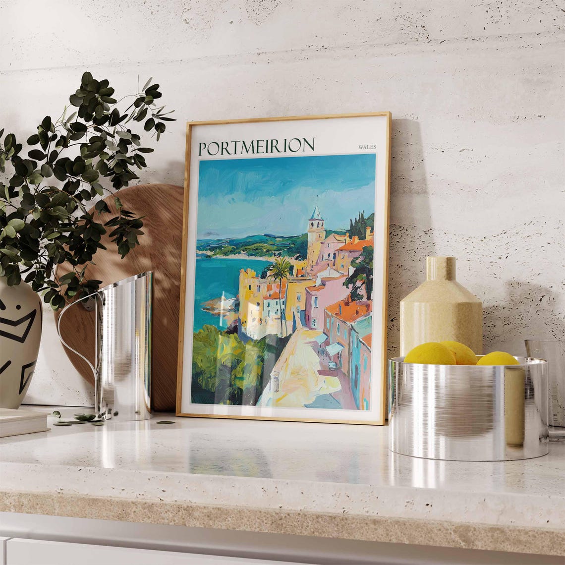 Portmeirion Poster Wales Poster Uk Travel Poster Coastal Wall Art British Decor European Travel Poster Uk Landscape Poster Uk Print - Image 3