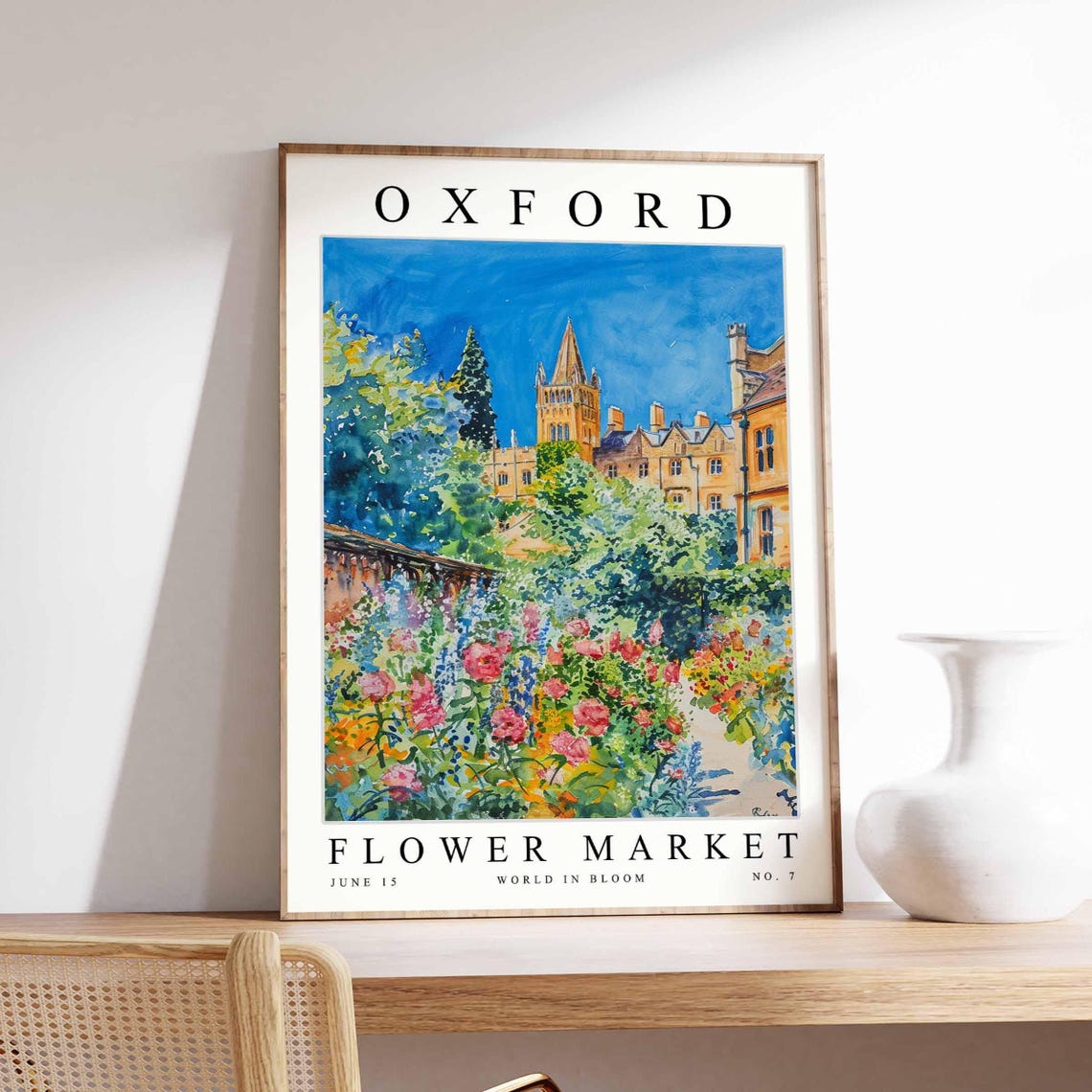Oxford Flower Market Poster Oxfordprint English Floral Wall Art Oxfordfloral Decor Botanical Uk Print Travel