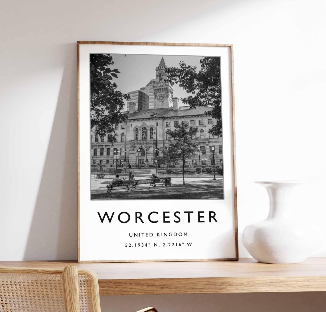 Worcester England Historic Cathedral Building Square Art Poster