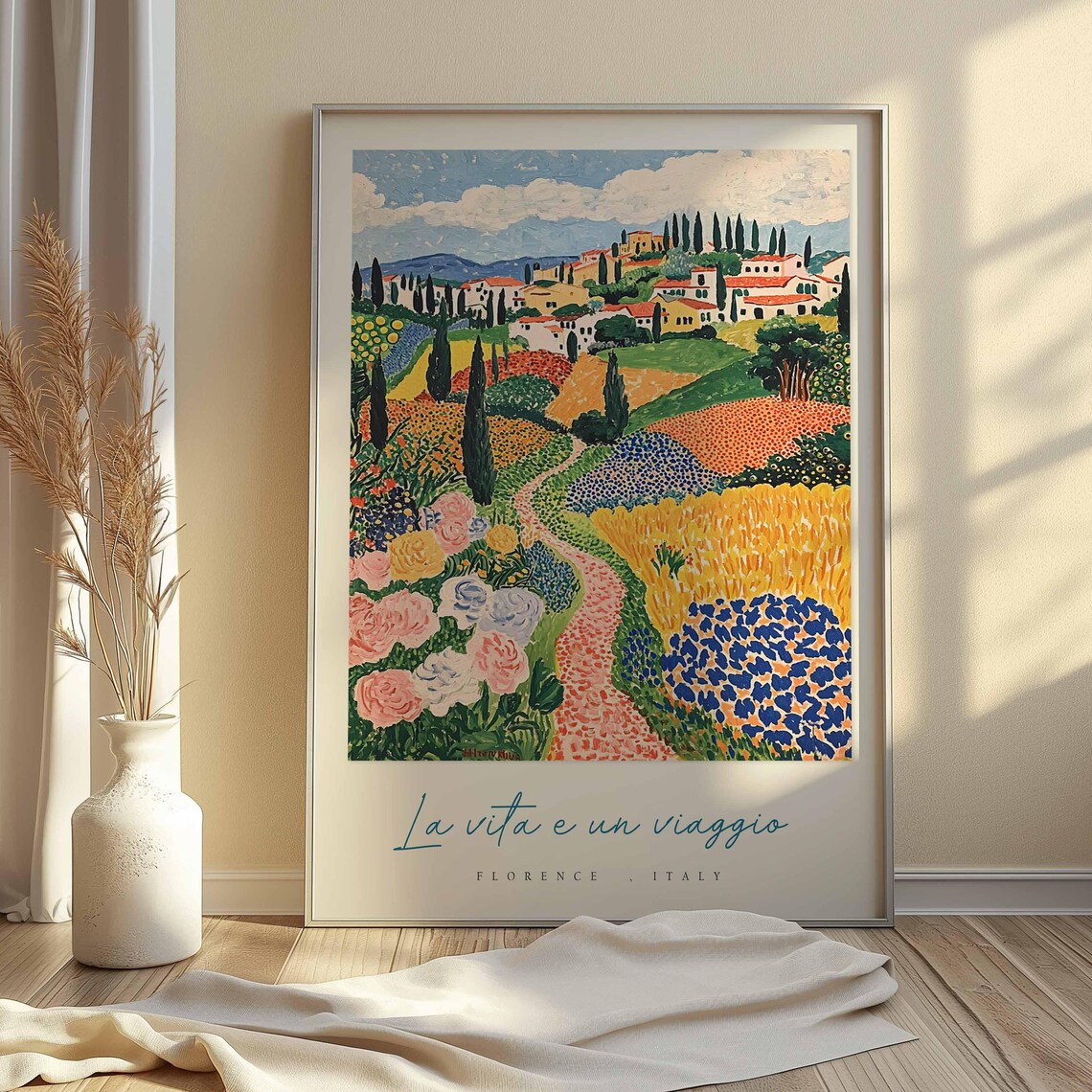 Florence Countryside Wildflower Path Tuscan Italy Travel Poster - Image 2