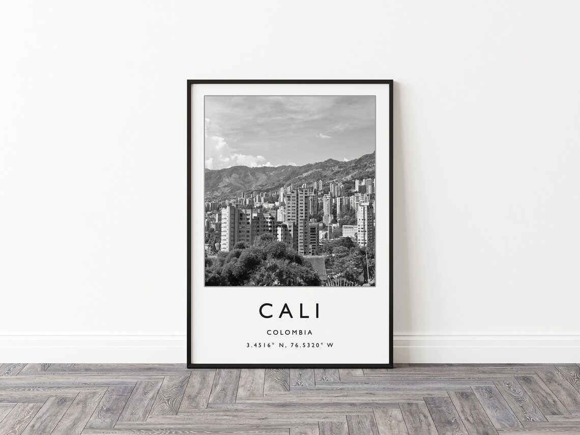 Cali Colombia Travel Poster, Black and White Print - Image 2